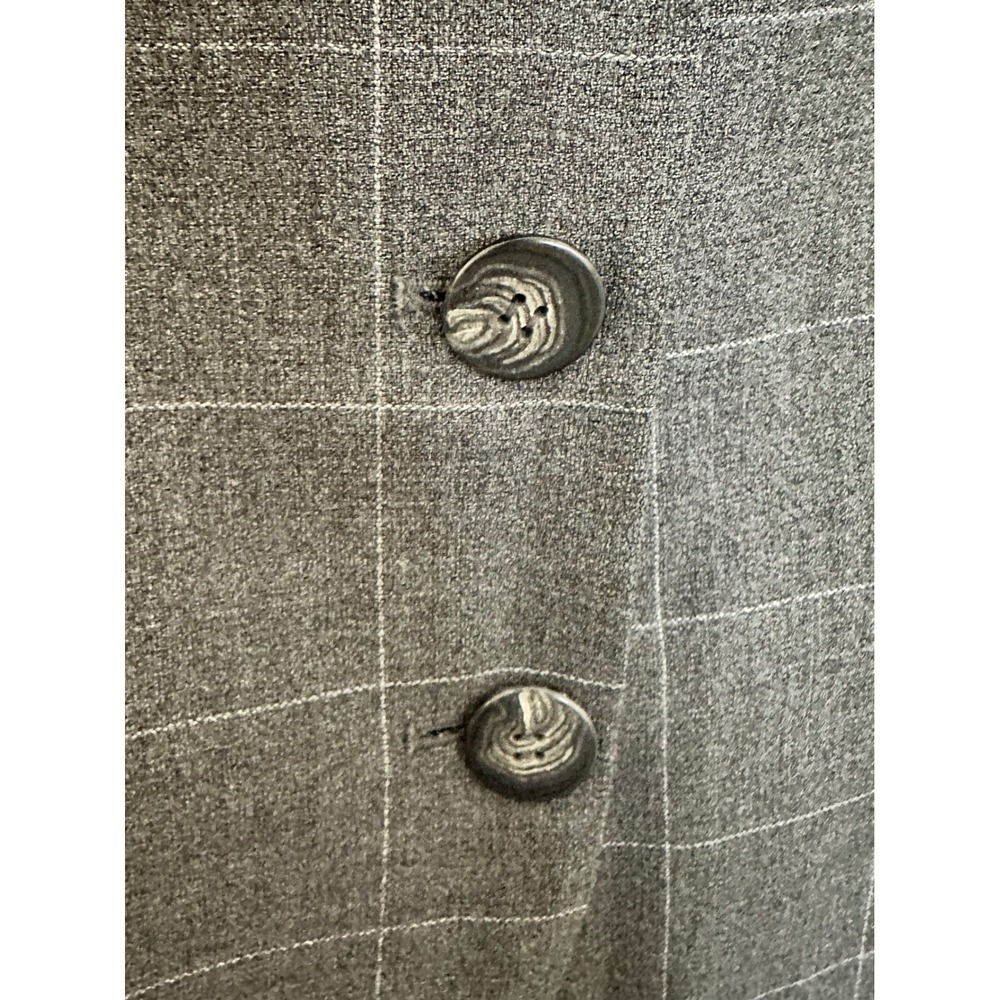 Linda Allard Ellen Tracy Blazer Size 14 Grey Wool Blend Windowpane Plaid Office - Picture 6 of 10